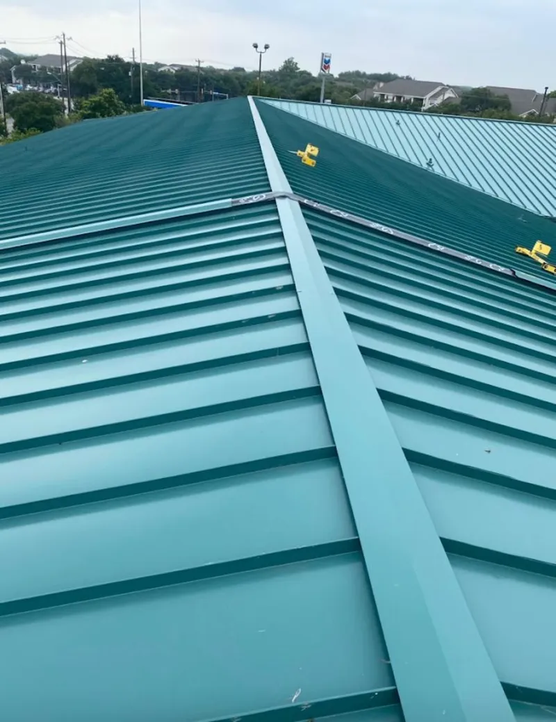 Green commercial metal roof ridge and valley for Metal Roof Repair in Perryville